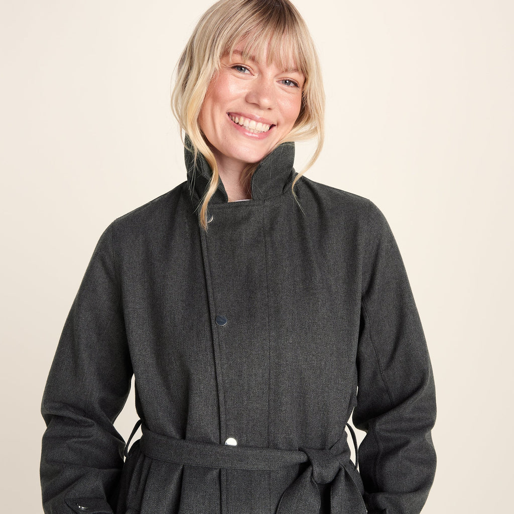 Jemima Womens Waterproof Longline Belted Trench Coat - Charcoal Melange