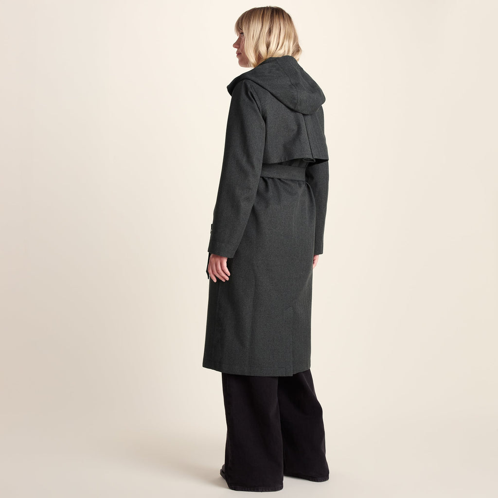 Jemima Womens Waterproof Longline Belted Trench Coat - Charcoal Melange