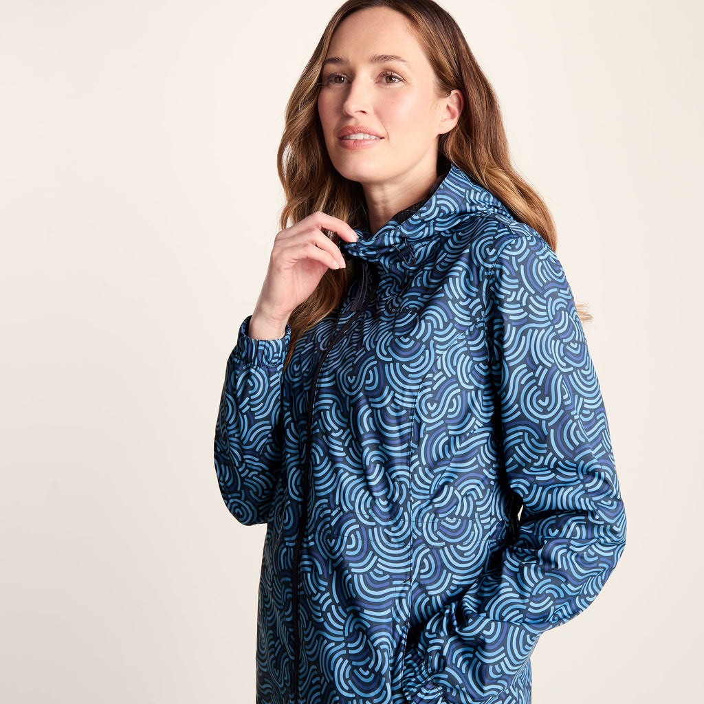 Kilnsey Womens Waterproof Jacket - Smokey Blue Wave Print