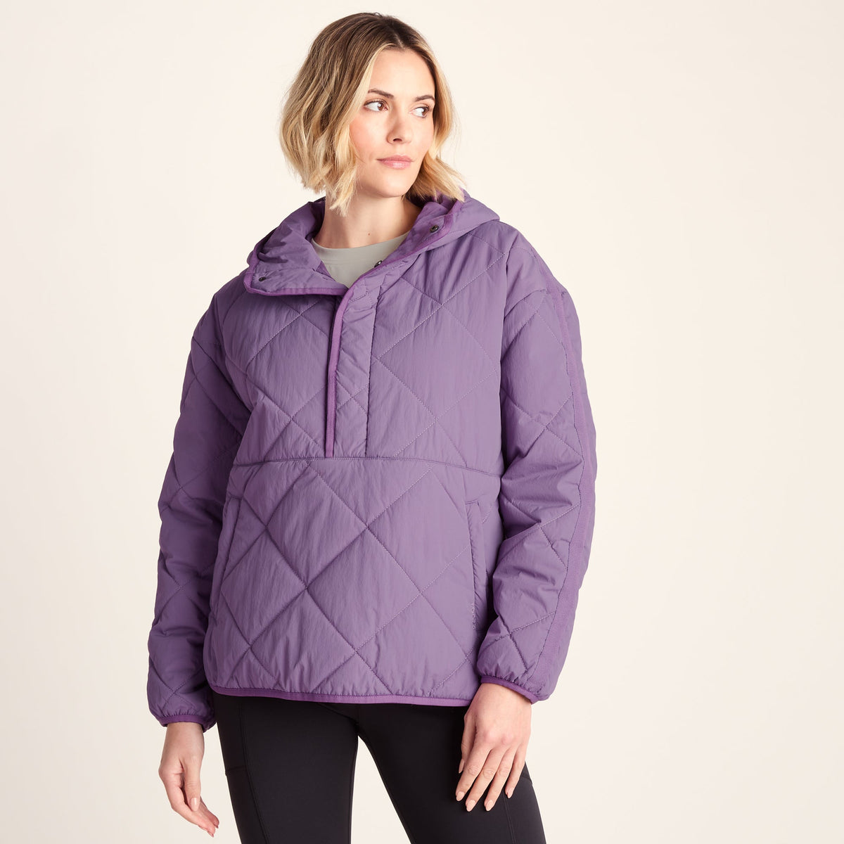 Nanford Womens Oversized Shower Resistant Diamond Quilted Jacket - Orchid
