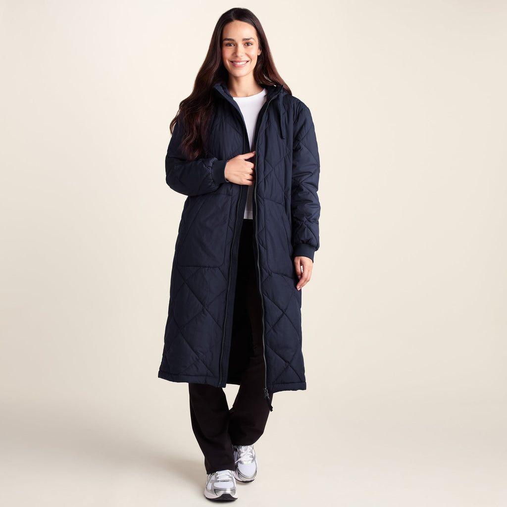 Rainey Womens Longline Lightweight Insulated Quilted Coat - Deepest Blue