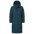 Raleigh Luxe Womens Long Shower Resistant Down Insulated Jacket - Petrol Green