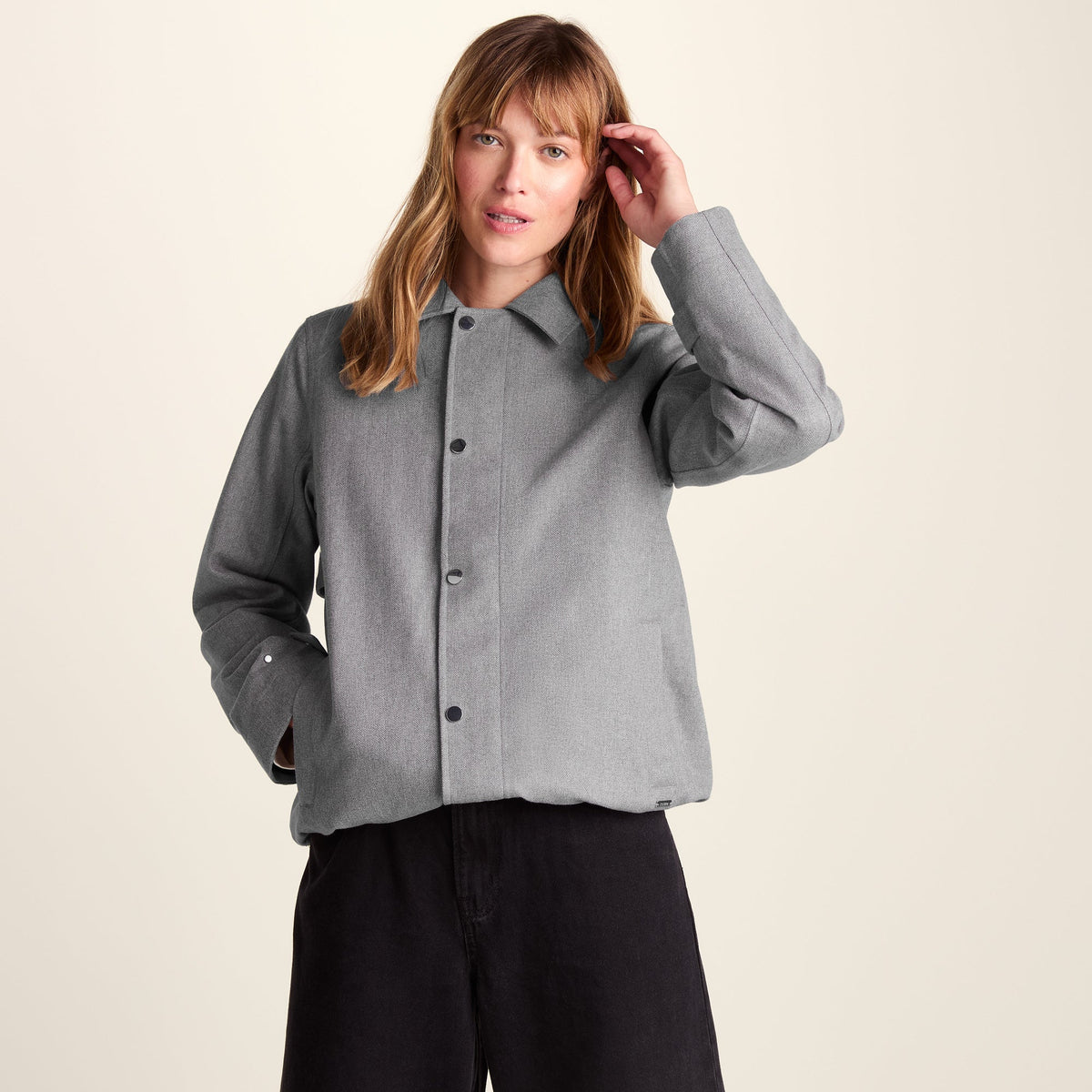 Robyn Womens Waterproof Short Trench Coat - Mid Grey Melange