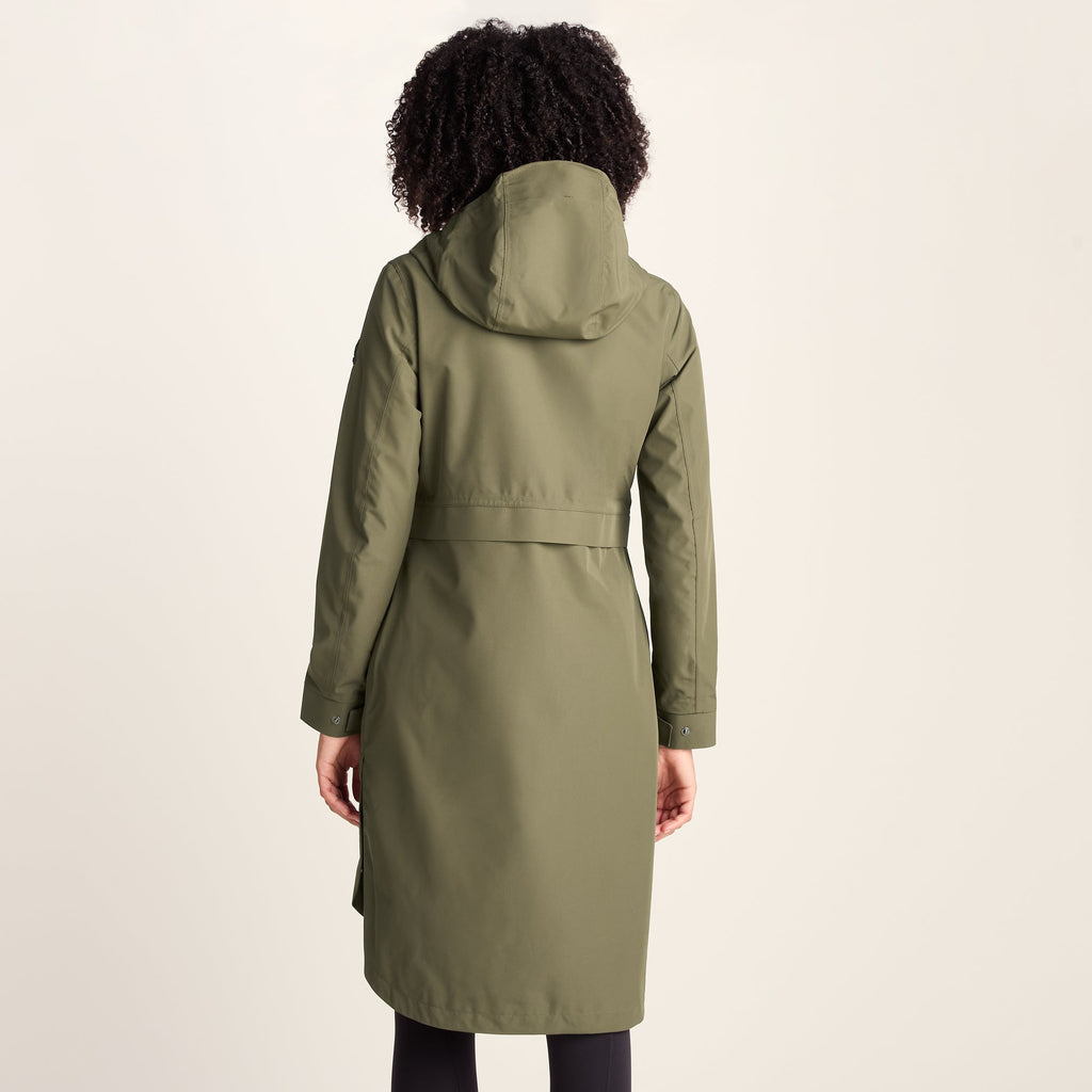Saunter Womens Long Waterproof Jacket - Khaki
