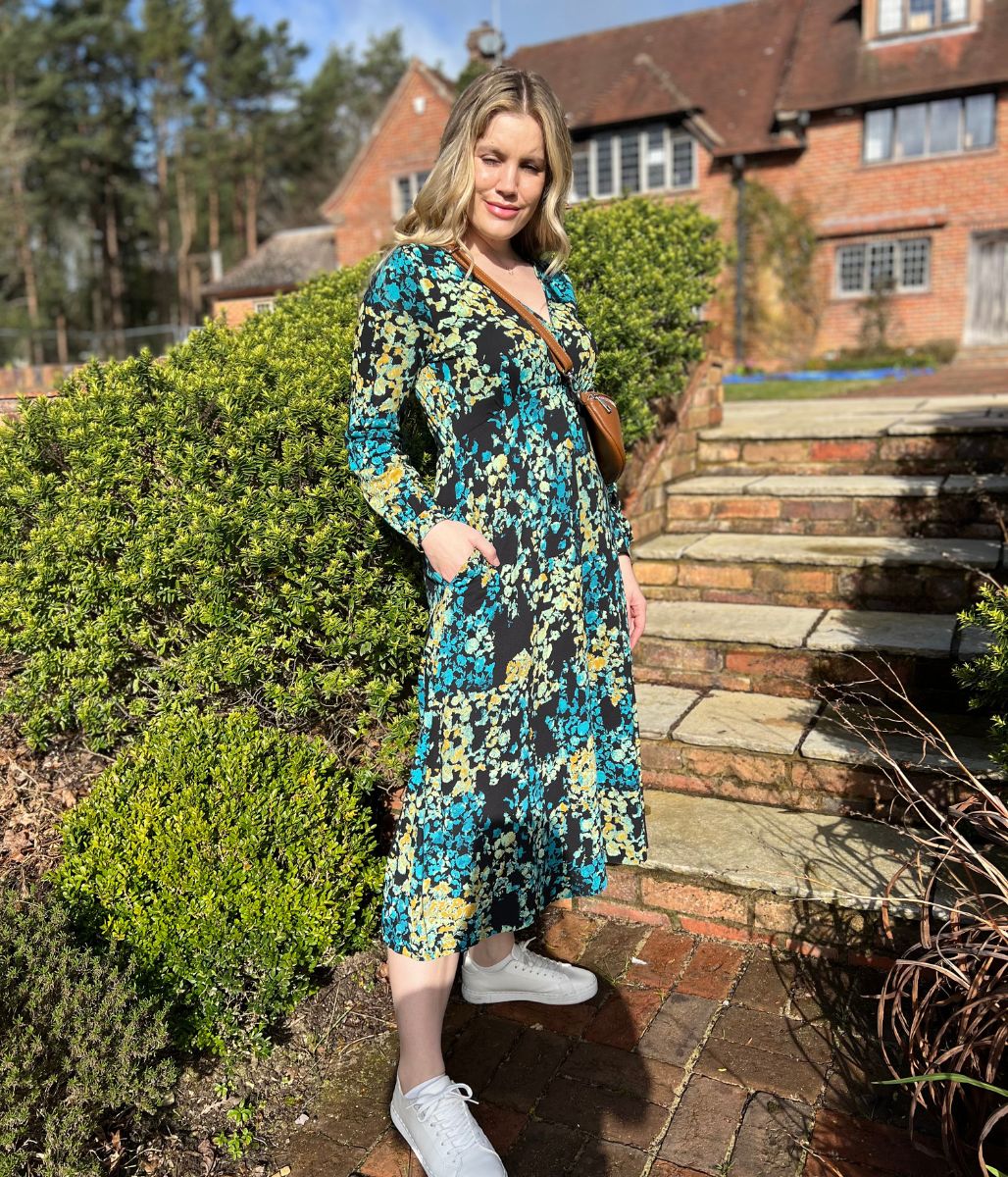 Megan Printed Long Sleeve Jersey Dress