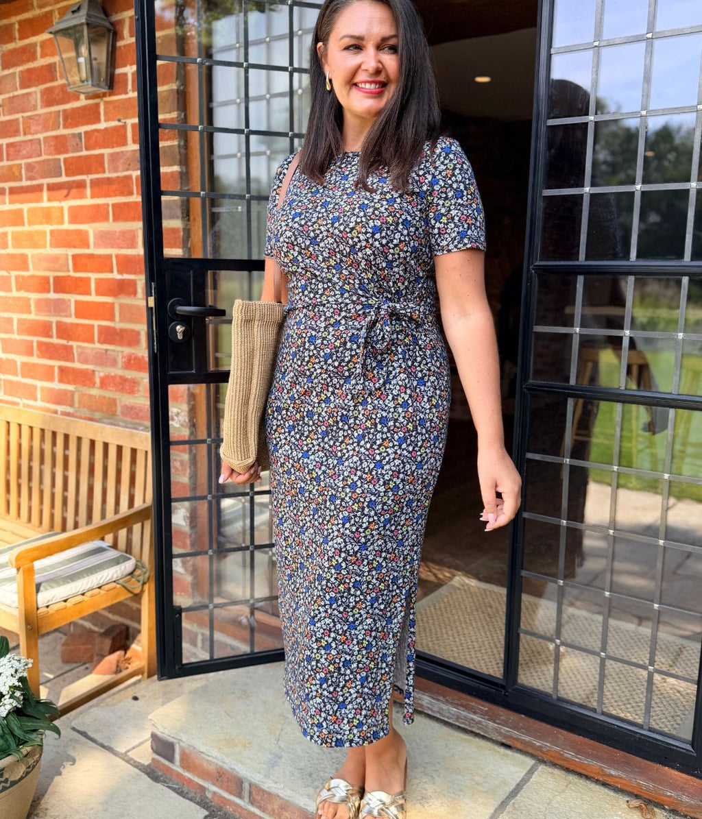 Black Ditsy Floral Dress