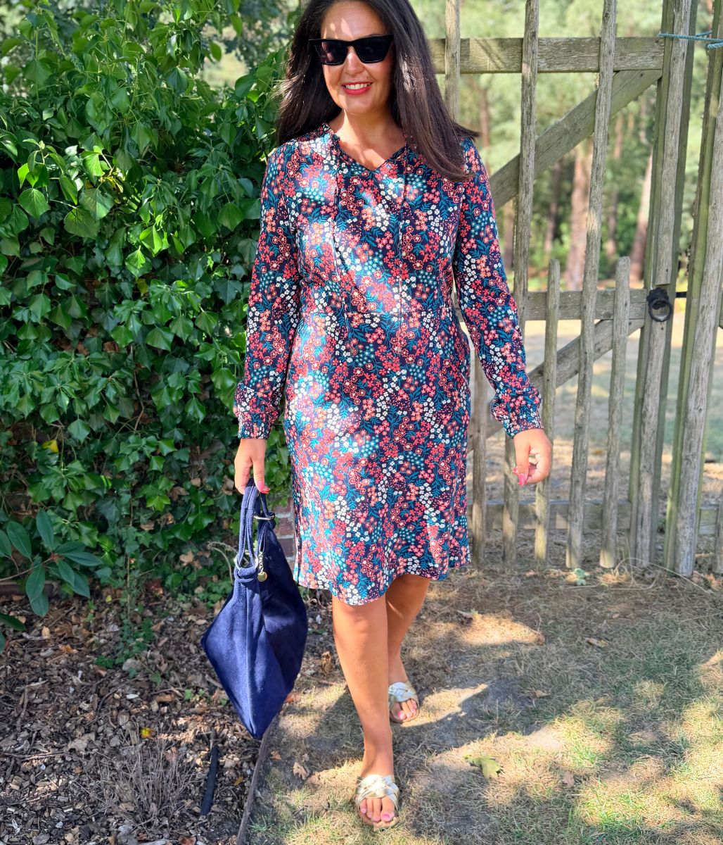 Navy Brakeburn Ditsy Print Cotton Dress