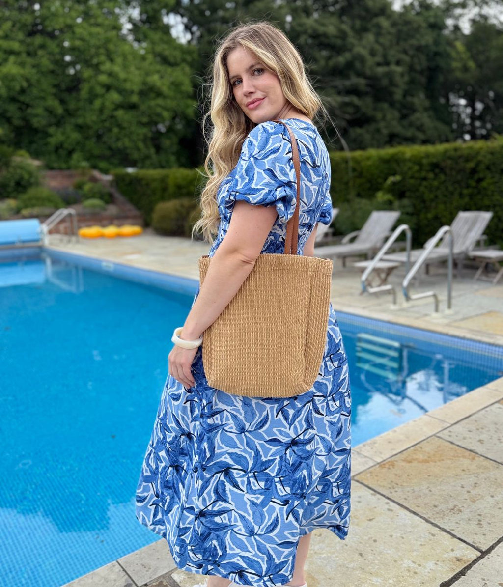 Blue Daia Button Through Midi Dress