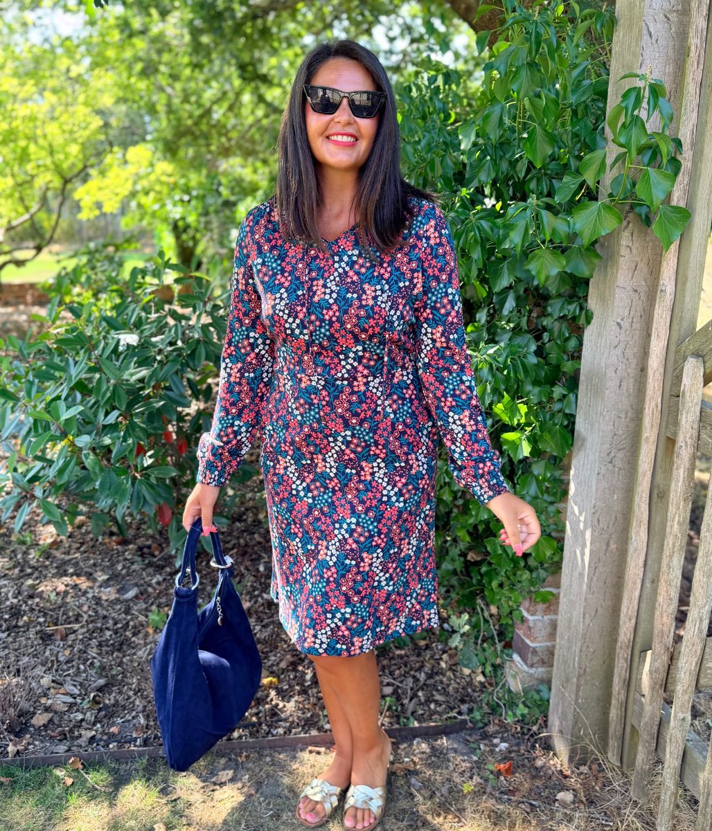 Navy Brakeburn Ditsy Print Cotton Dress