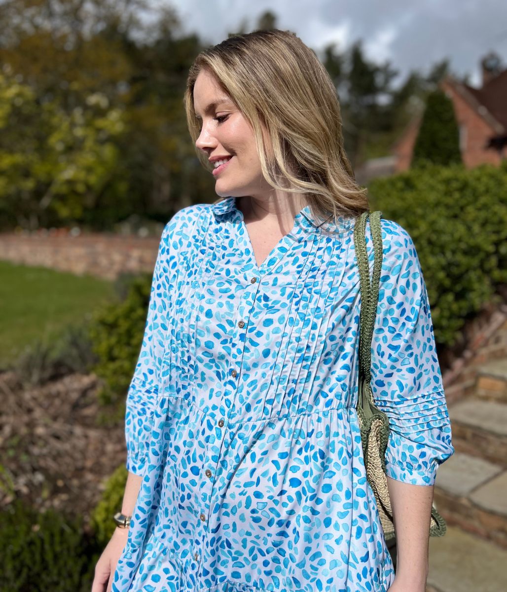 Brakeburn Light Blue Watercolour Printed Midi Dress