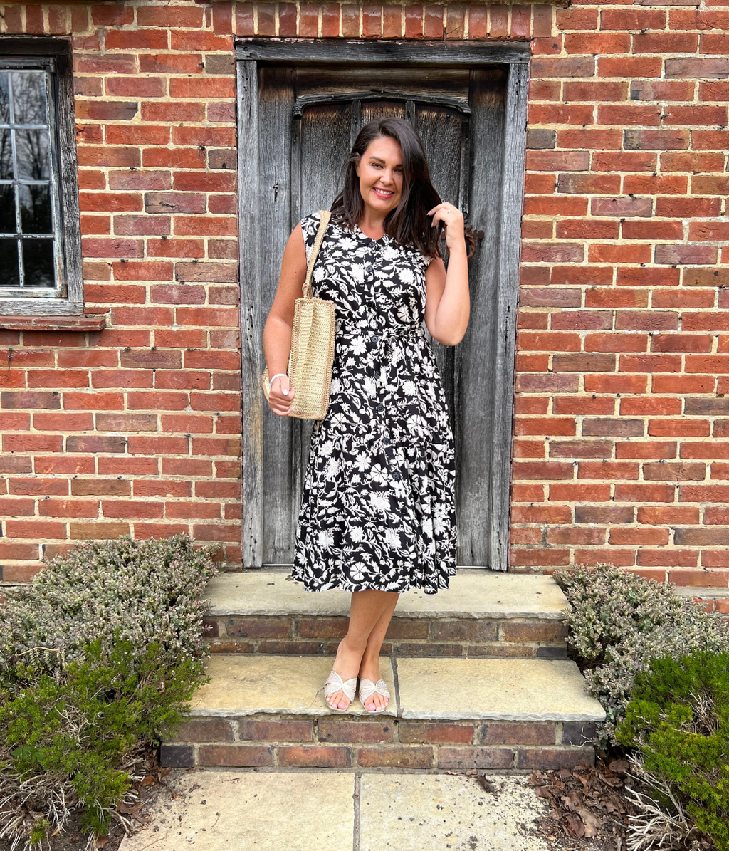 Black Printed Capri Shirt Dress