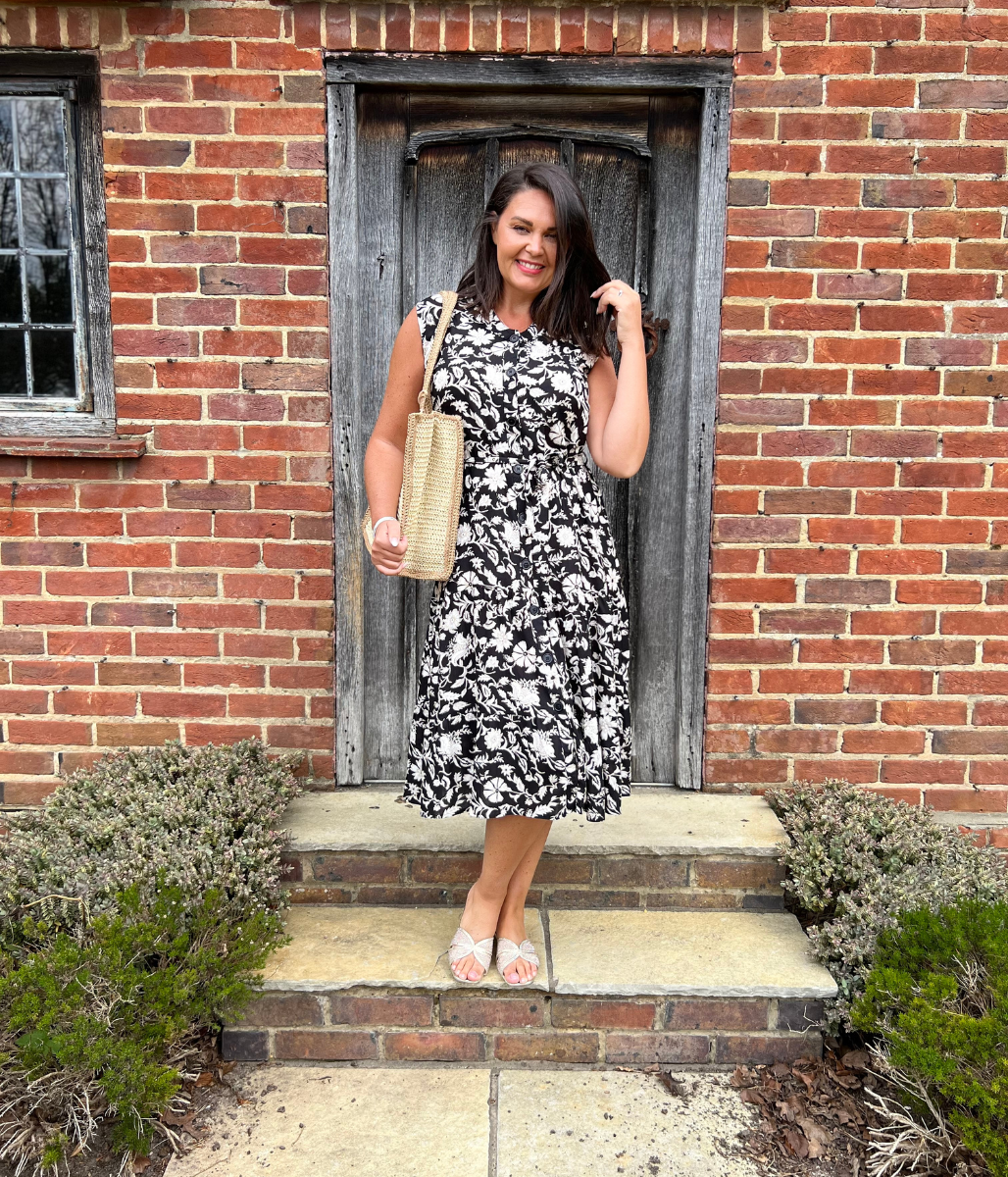Black Printed Capri Shirt Dress