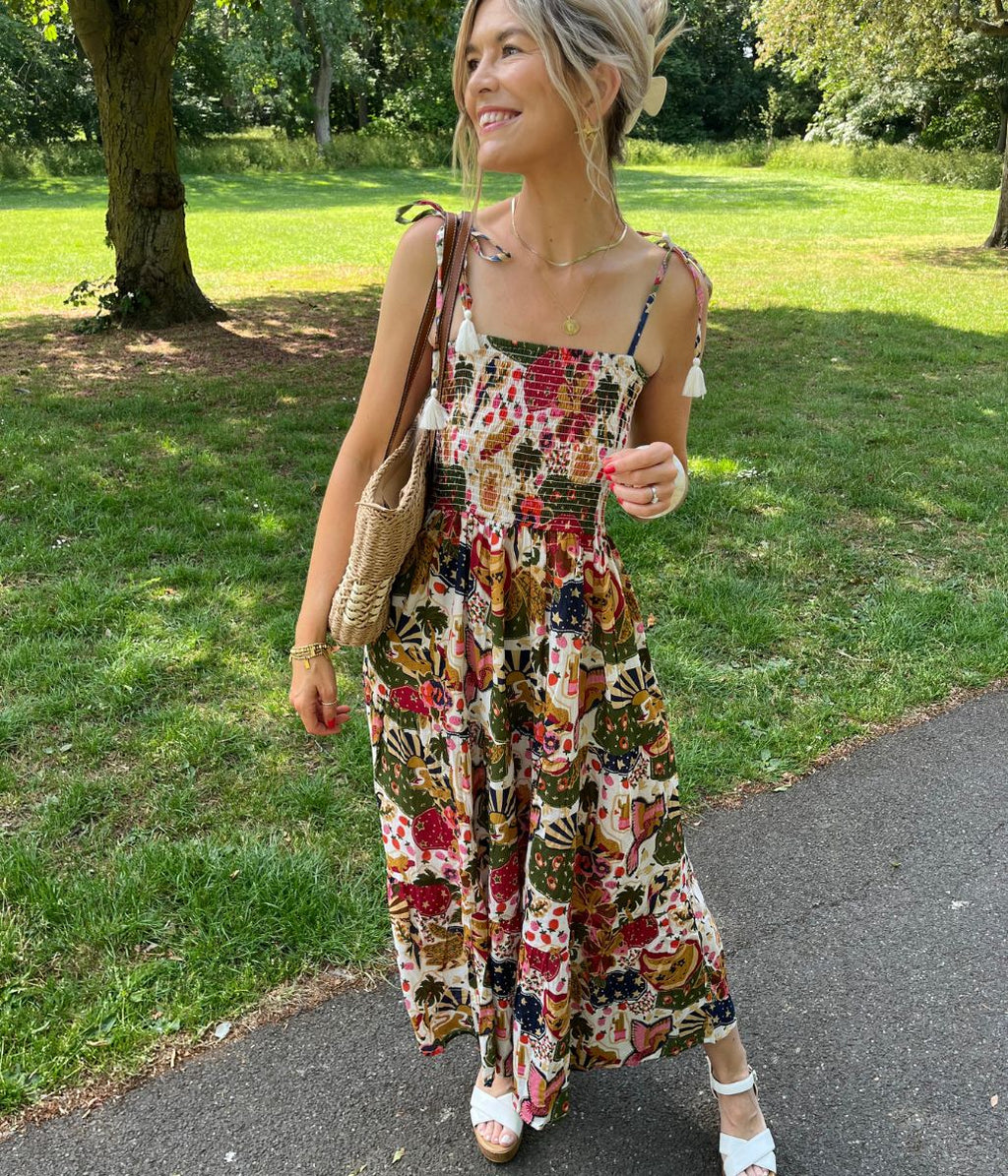 Ivory Malta Shirred Midi Dress