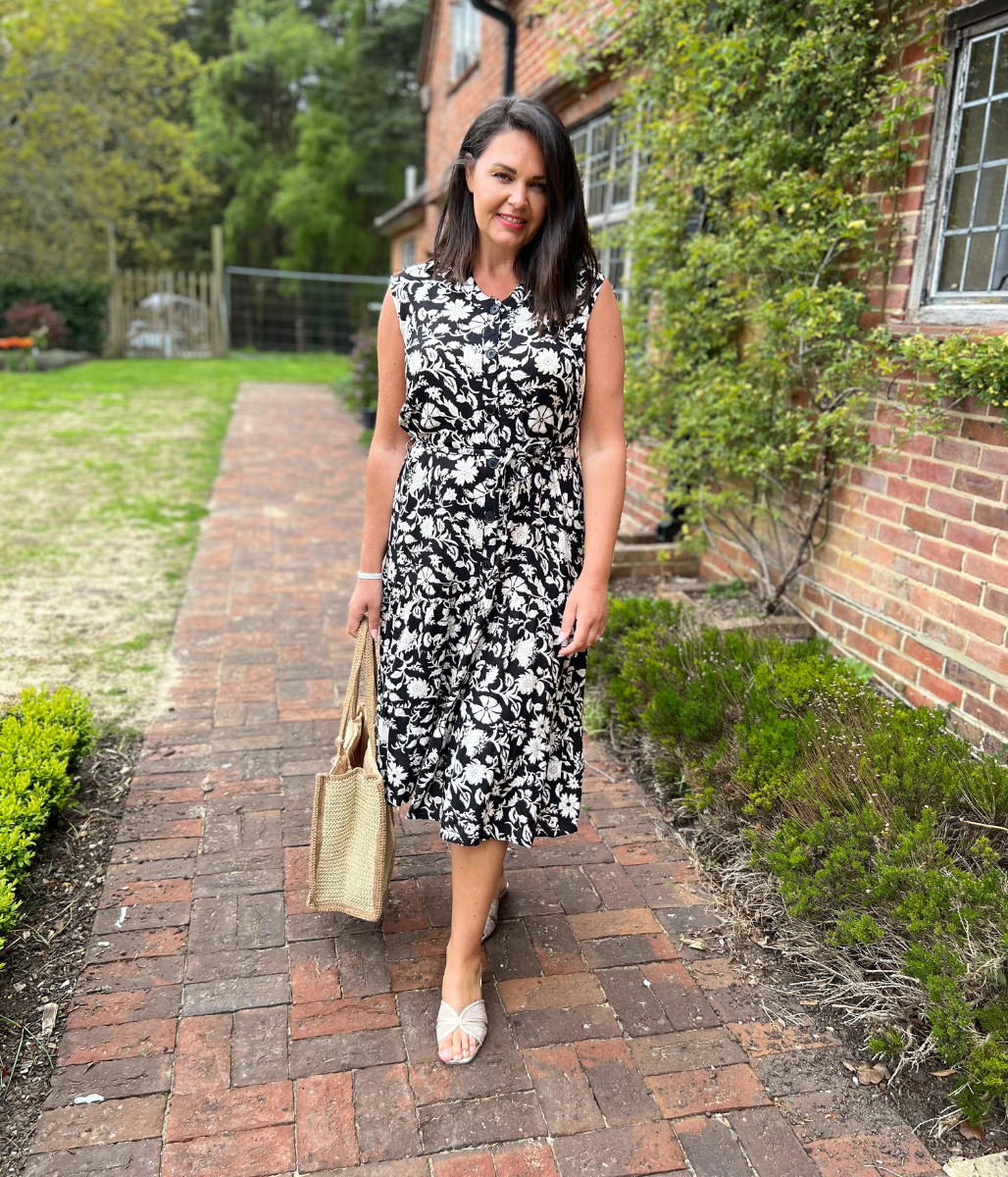 Black Printed Capri Shirt Dress