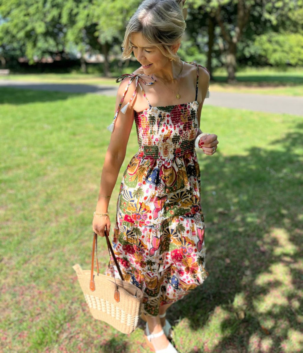 Ivory Malta Shirred Midi Dress