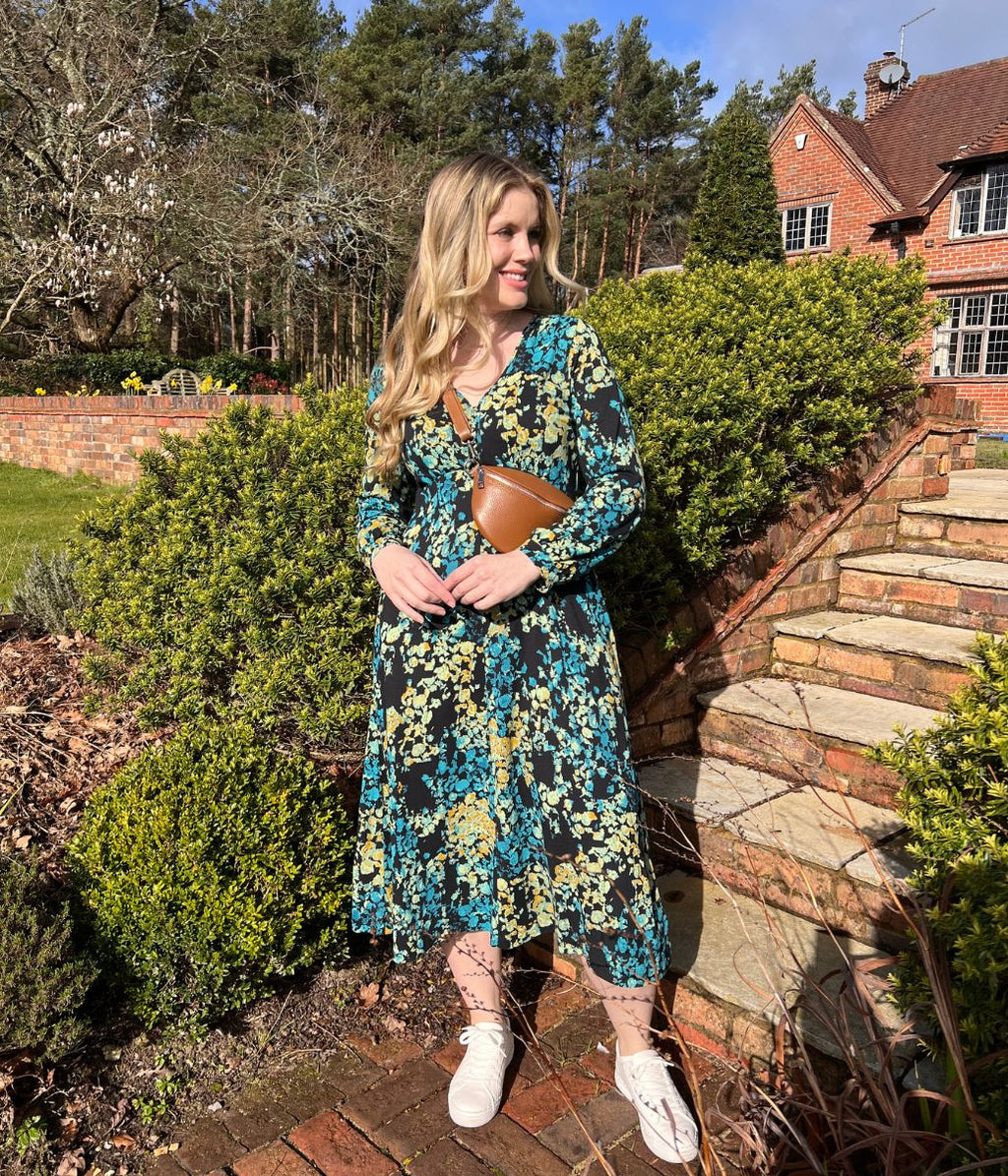 Megan Printed Long Sleeve Jersey Dress