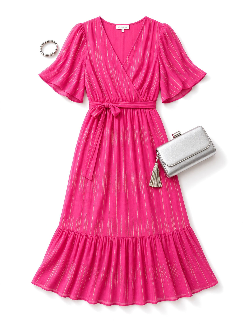Pink Gold Detail Wrap Dress