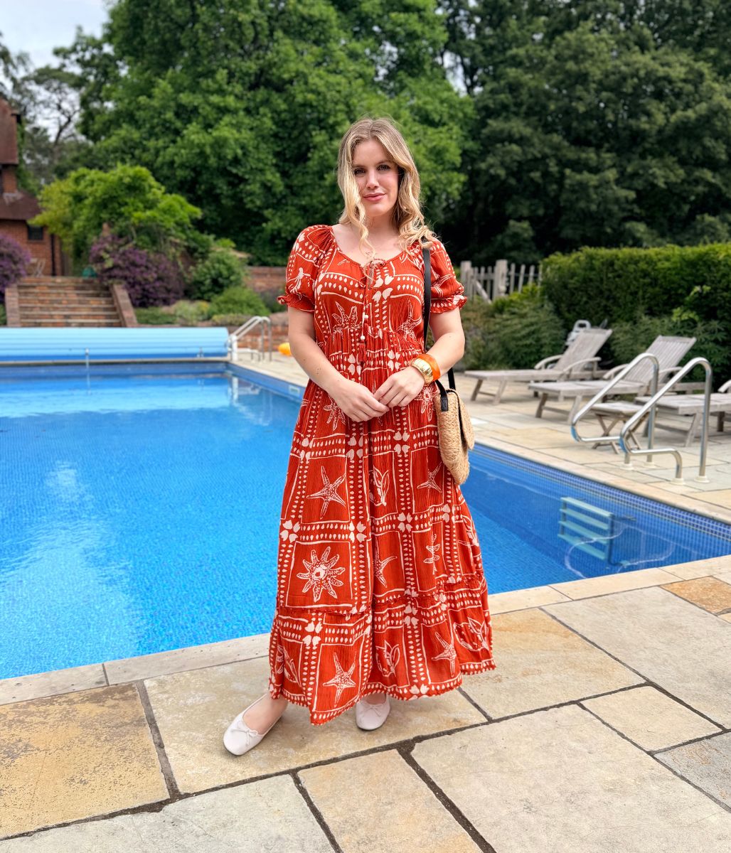 Rust Starfish Print Maxi Dress