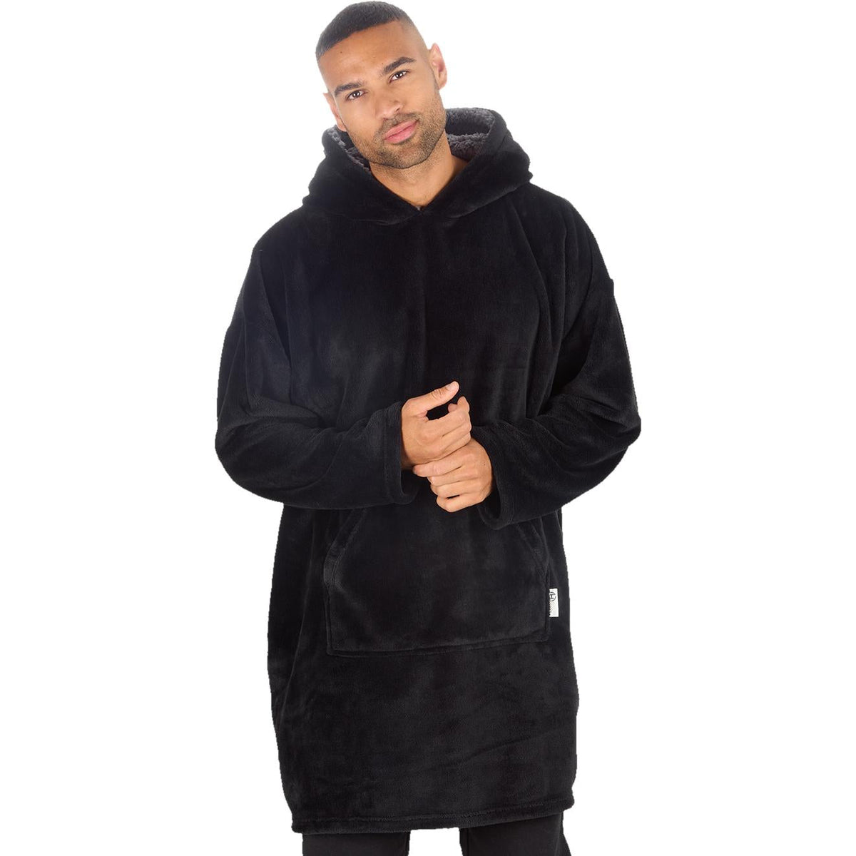 Men's Black Panther Hood Fleece Lounge Hoodie with Kangaroo Pocket One Size