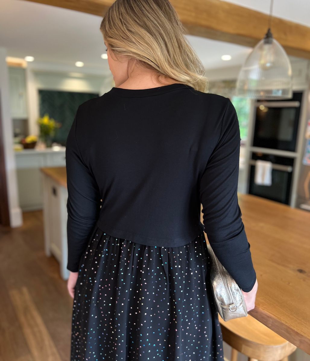 Black Rainbow Spot Midi Dress