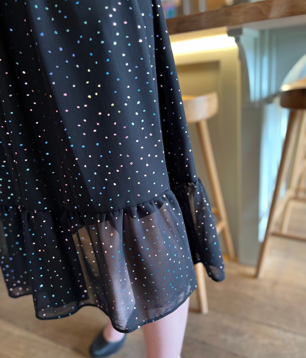 Black Rainbow Spot Midi Dress