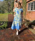 Blue Print Rua Jersey Midi Shirt Dress