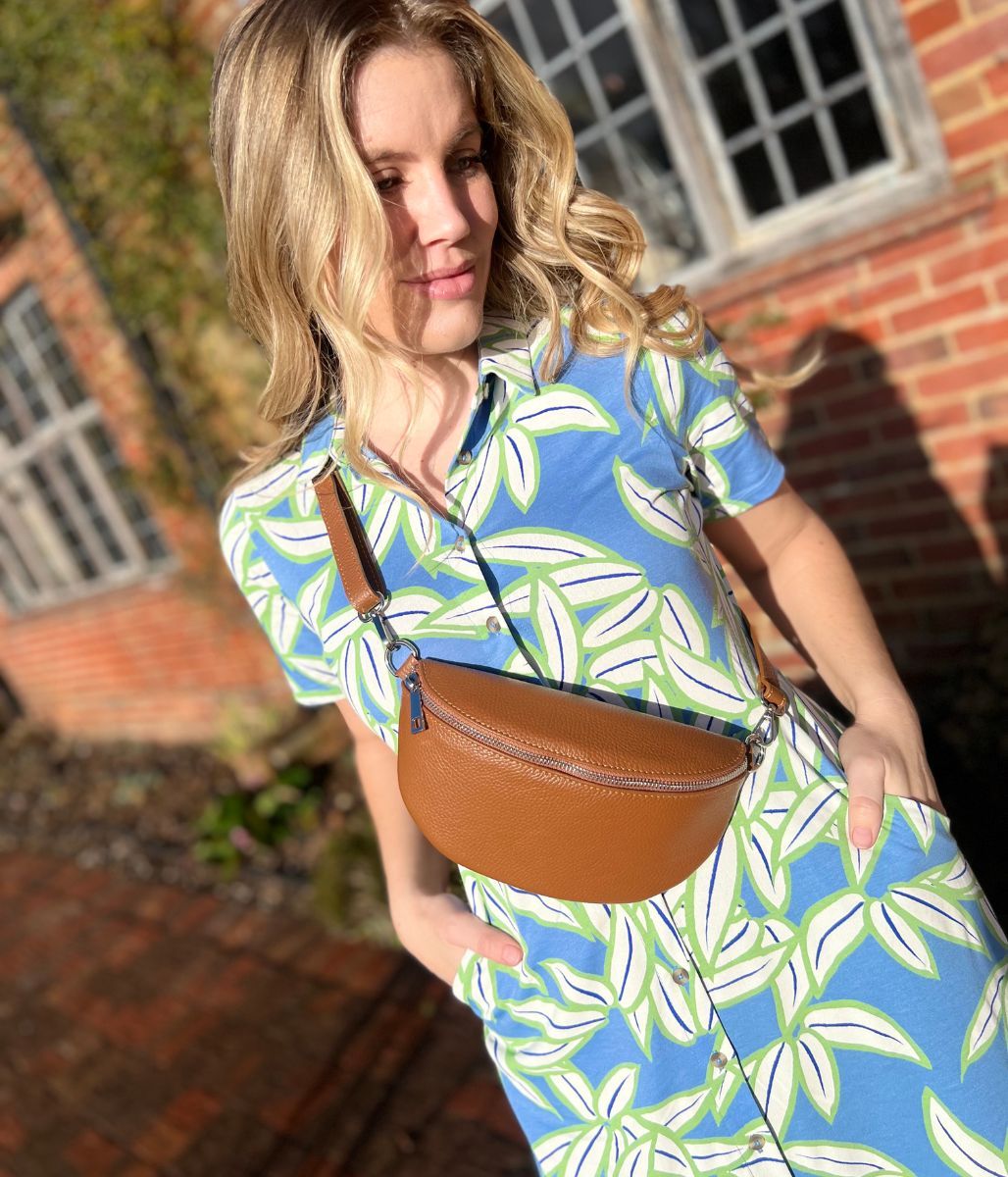Blue Print Rua Jersey Midi Shirt Dress