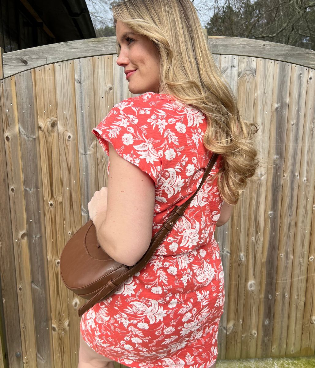 Coral Floral Cotton Jersey Dress