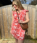 Coral Floral Cotton Jersey Dress