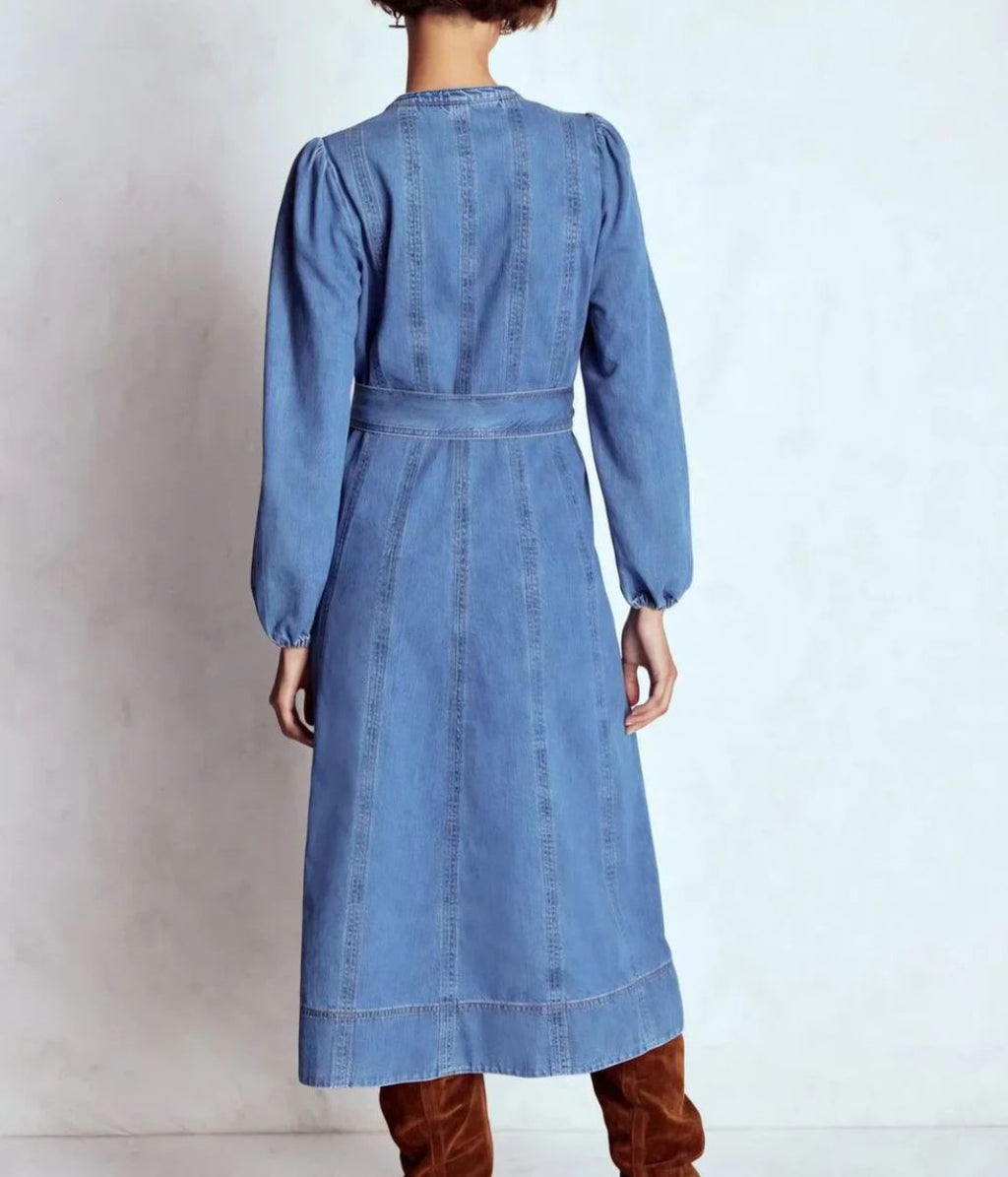 Denim Ros Panelled Midi Dress