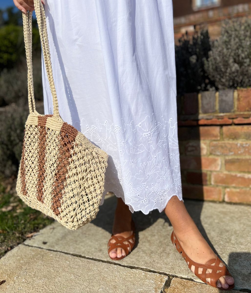 White Embroidered Contrast Dress
