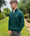 Bottle Green Mens Oarsman Cotton Half Zip Jumper