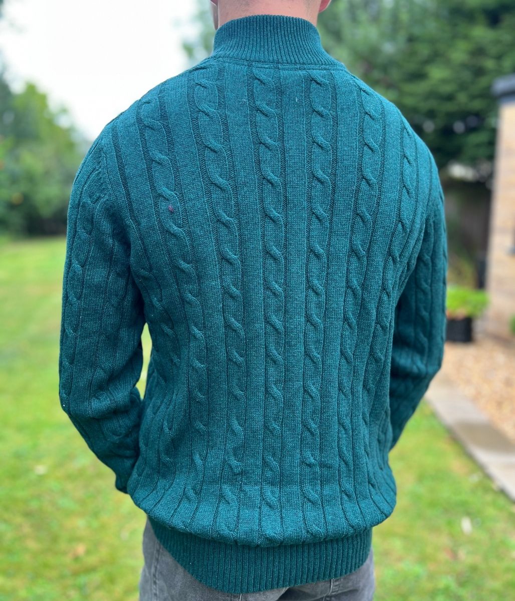 Bottle Green Mens Oarsman Cotton Half Zip Jumper