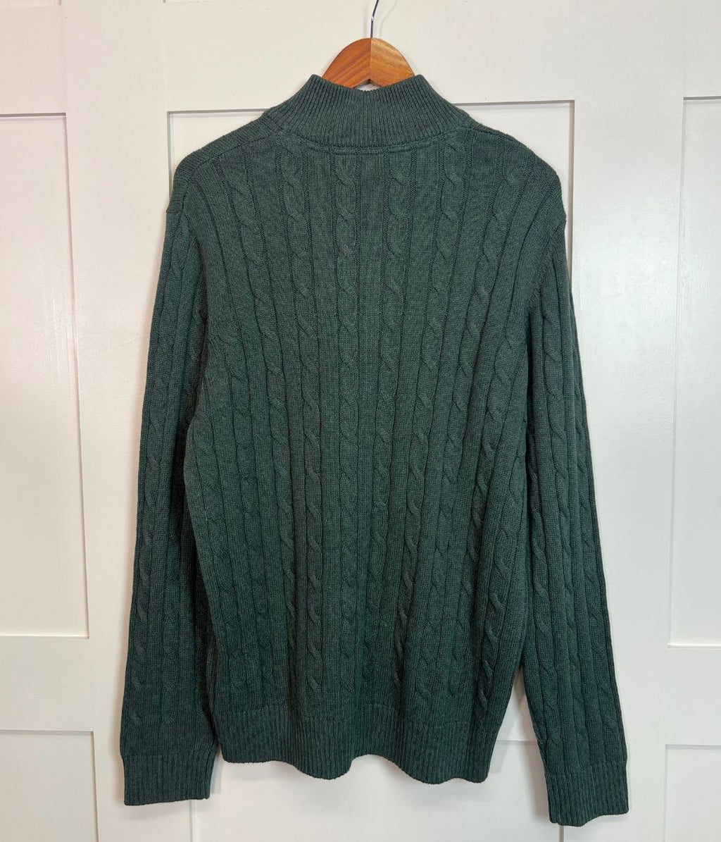 Forest Green Mens Oarsman Cotton Half Zip Jumper
