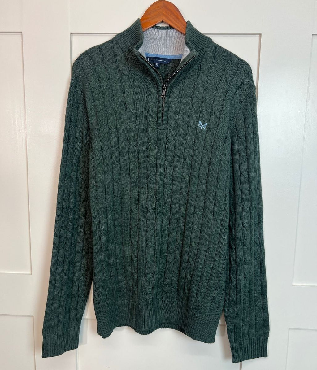 Forest Green Mens Oarsman Cotton Half Zip Jumper