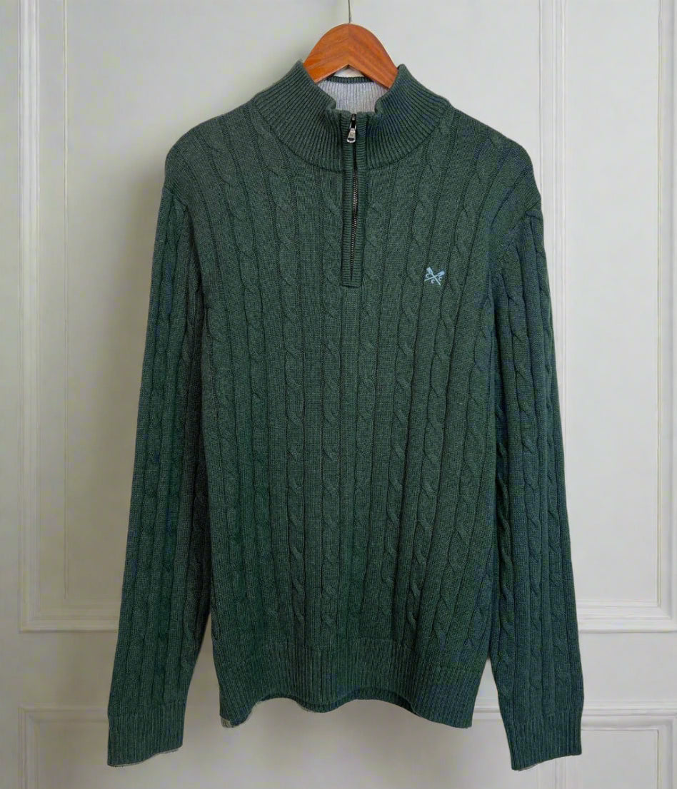 Forest Green Mens Oarsman Cotton Half Zip Jumper