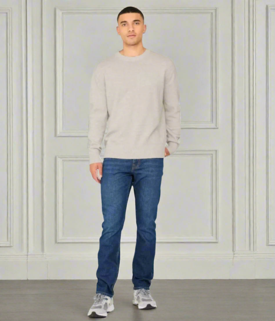 Grey Wool Blend Mens Jumper