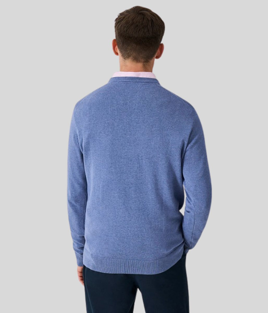 Blue Mens V Neck Logo Jumper