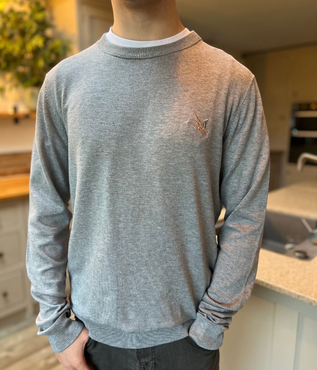 Light Grey Fine Knit Crew Neck Jumper