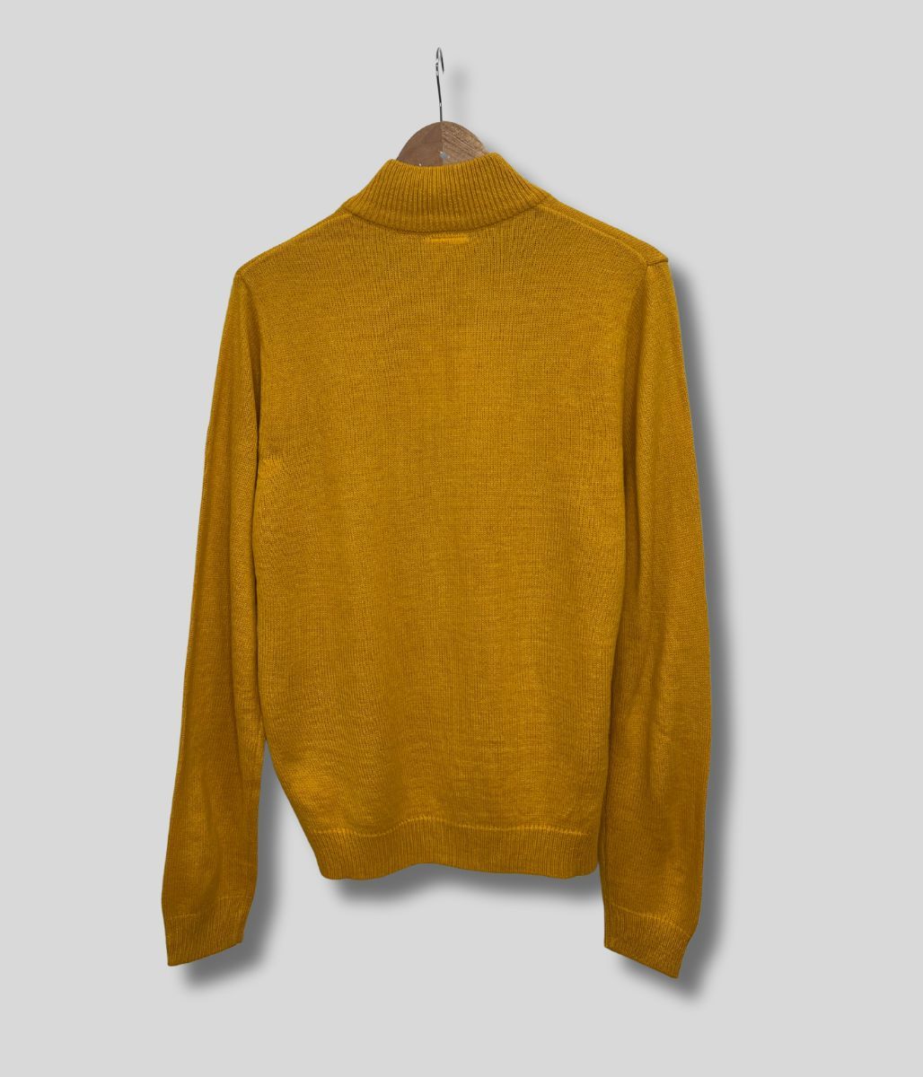 Yellow 1/4 Zip Wool Blend Knitted Jumper