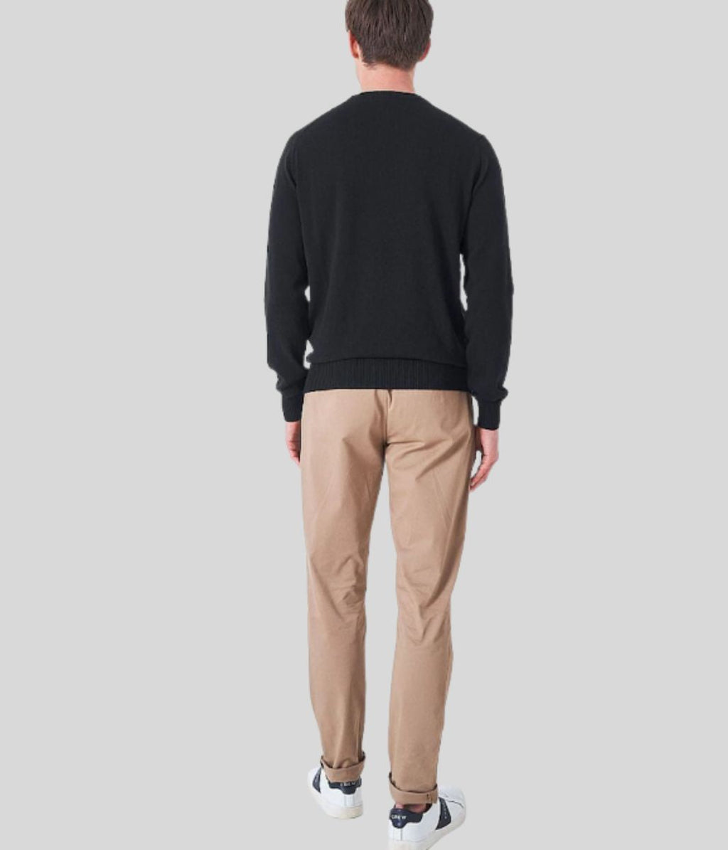 Black Mens Cotton Crew Neck Logo Jumper