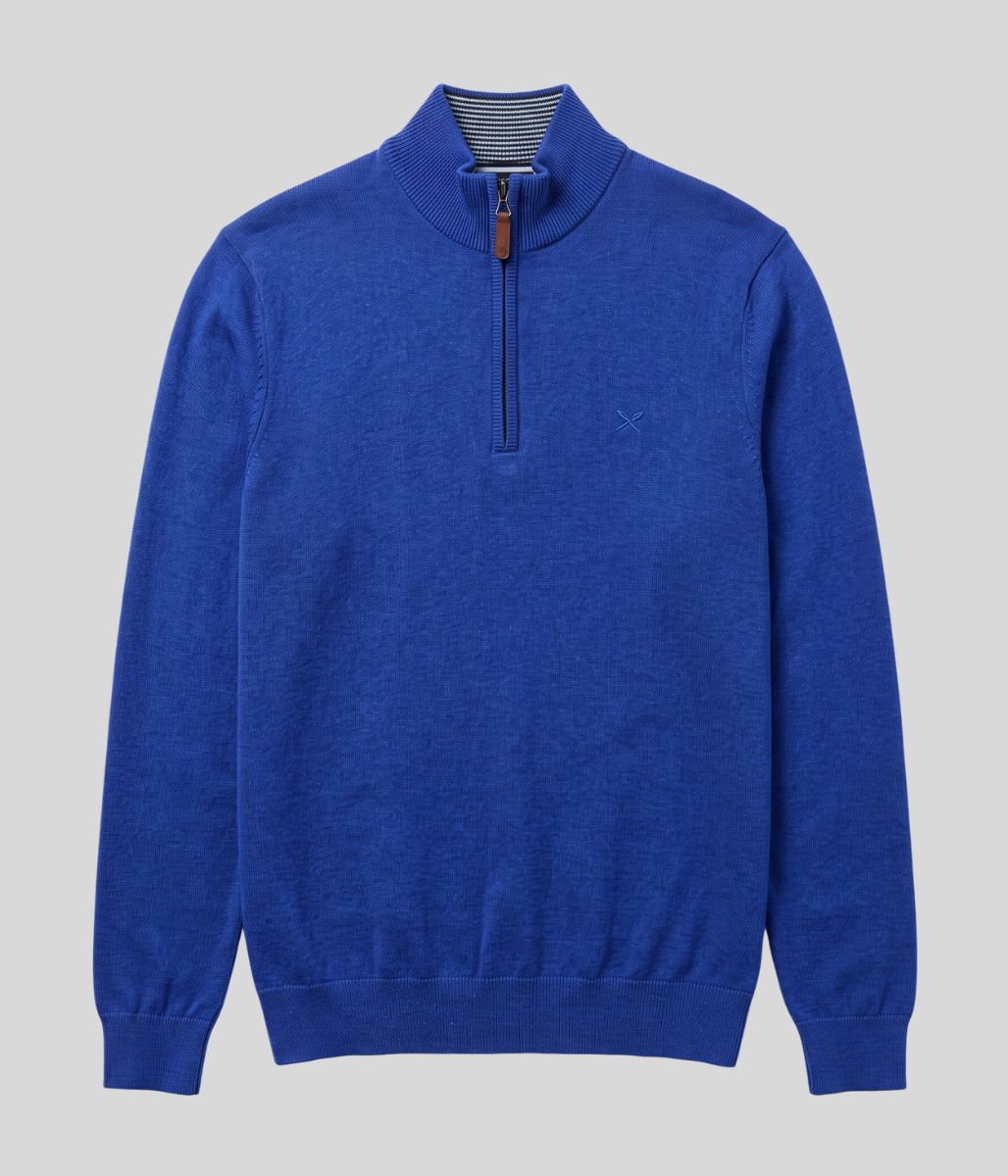 Steel Blue Mens Cotton Half Zip Jumper