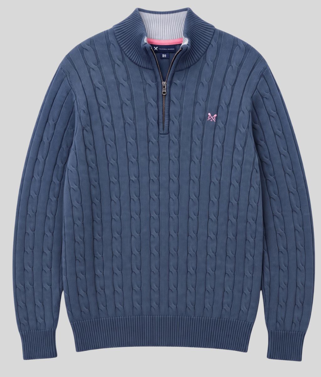Steel Blue Mens Oarsman Cotton Half Zip Jumper