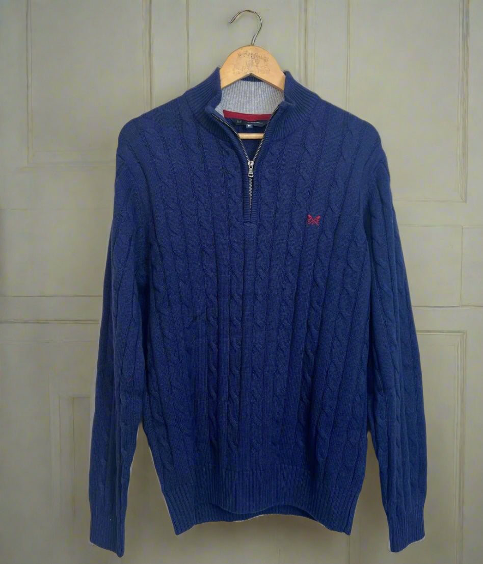 Blue Mens Oarsman Cotton Half Zip Jumper