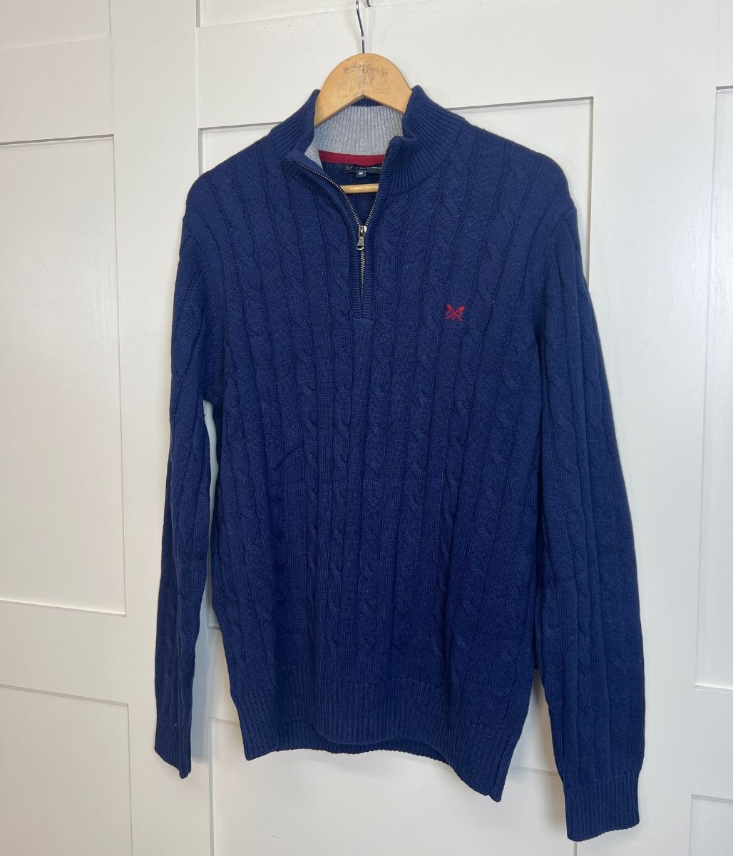 Blue Mens Oarsman Cotton Half Zip Jumper