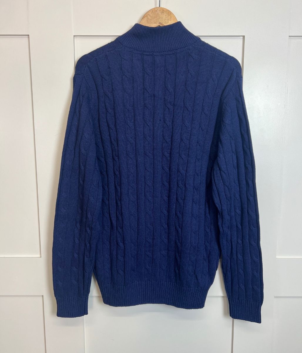 Blue Mens Oarsman Cotton Half Zip Jumper