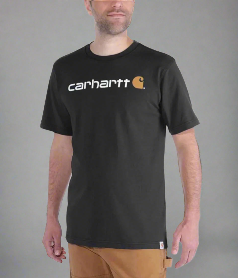Black Carhartt Relaxed Fit Logo Cotton T-Shirt