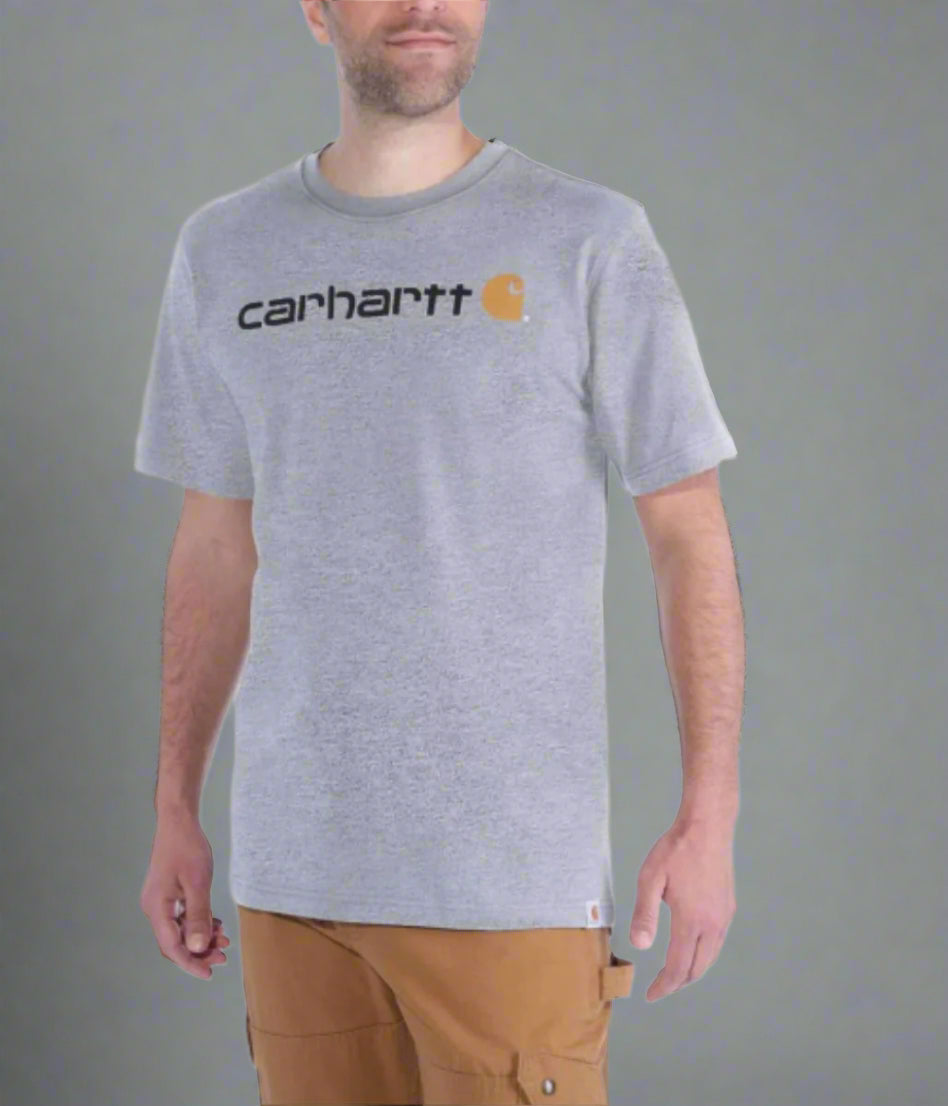Grey Carhartt Relaxed Fit Logo Cotton T-Shirt