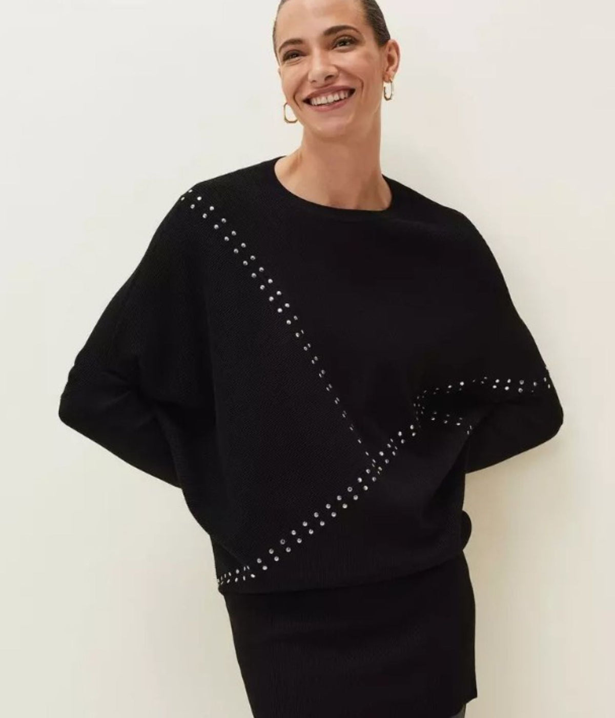 Susanne Studded Black Jumper Dress