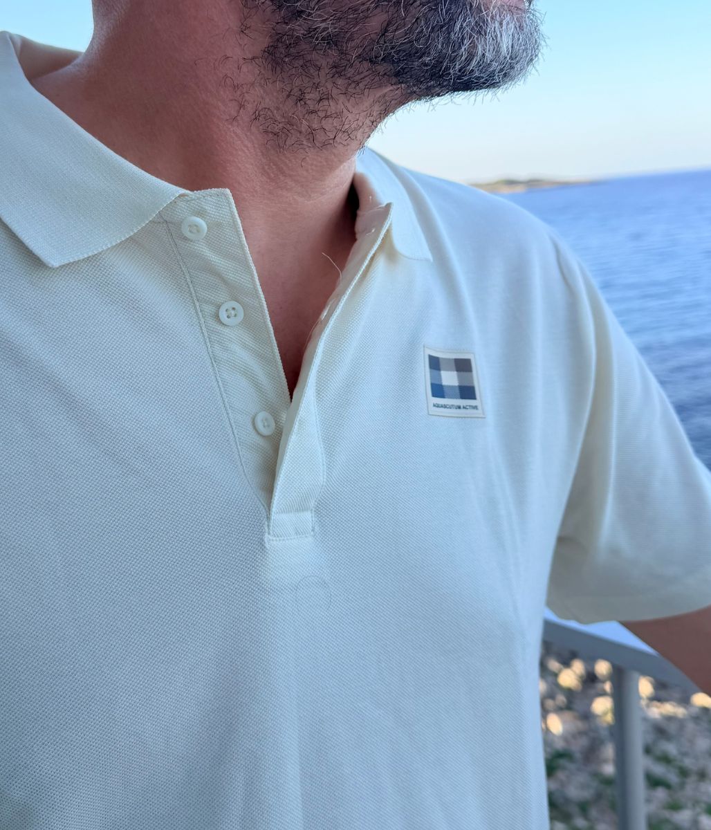 Ivory  Aquascutum Mens Pique Polo Shirt